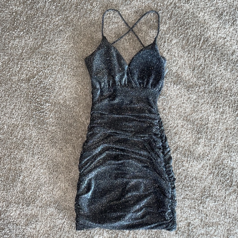 Shimmer Black and Silver Mini Dress